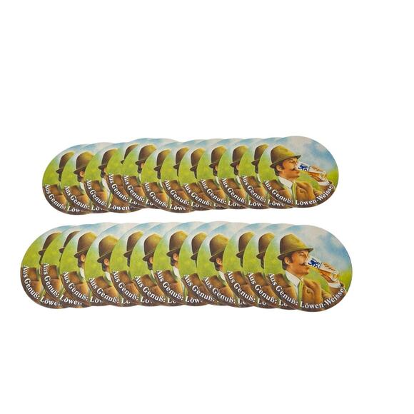Coasters Lot 24 Lowen Weisse Beer Round Dual Sided Image Paper Cardboard 4 Inch - Picture 8 of 13
